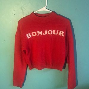 Red turtle neck sweater